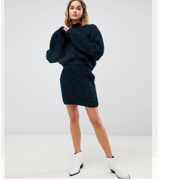 Asos set knit cropped sweater skirt cargo pockets - Picture 4 of 12